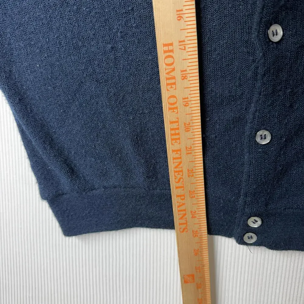 Vintage Izod Lacoste Sweater Mens Large Blue V Neck Cardigan Orlon Acrylic 80s